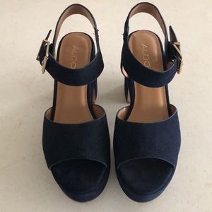 Aldo chunky heel blue sandals
